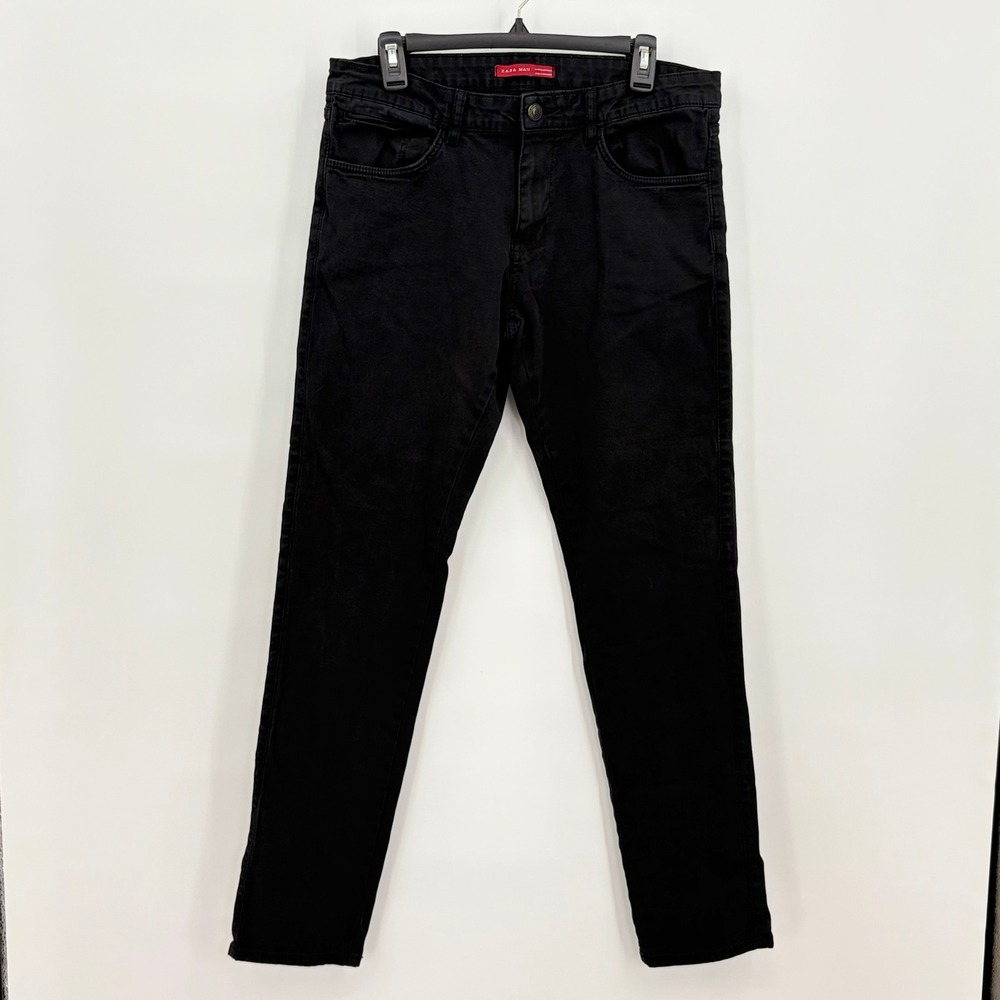 Zara Man Black Denim Slim Fit Jeans Mens Size 32 Cotton Stretch
